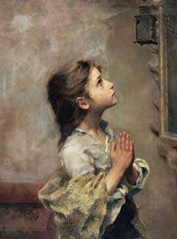 Pintura de niño rezando