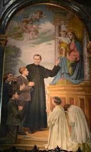 San Juan Bosco enseñando sobre Nuestra Señora
