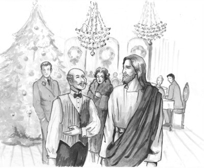 Cristo y un camarero