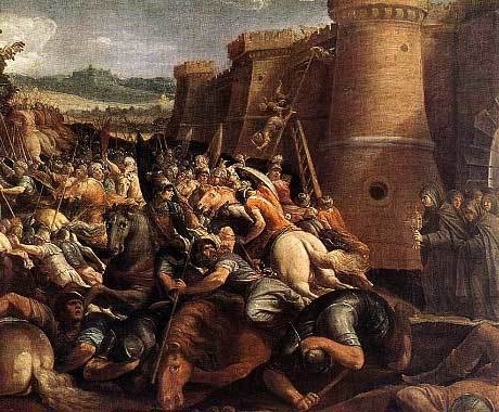 Pintura de sarracenos sitiando la Ciudad de San Damián